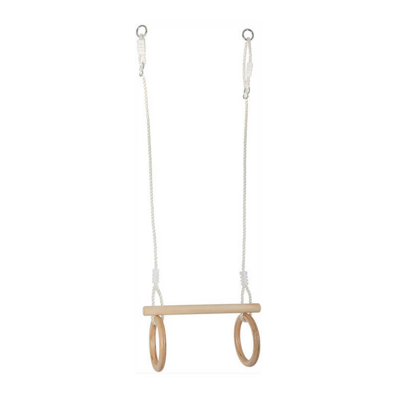 trapèze avec anneaux de gymnastique en bois
