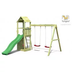 Aire de jeux Flappi avec toboggan et balançoire double - FUNGOO