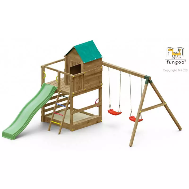 Aire de jeux écoresponsable jardin 2-en-1 enfant • LOOVE