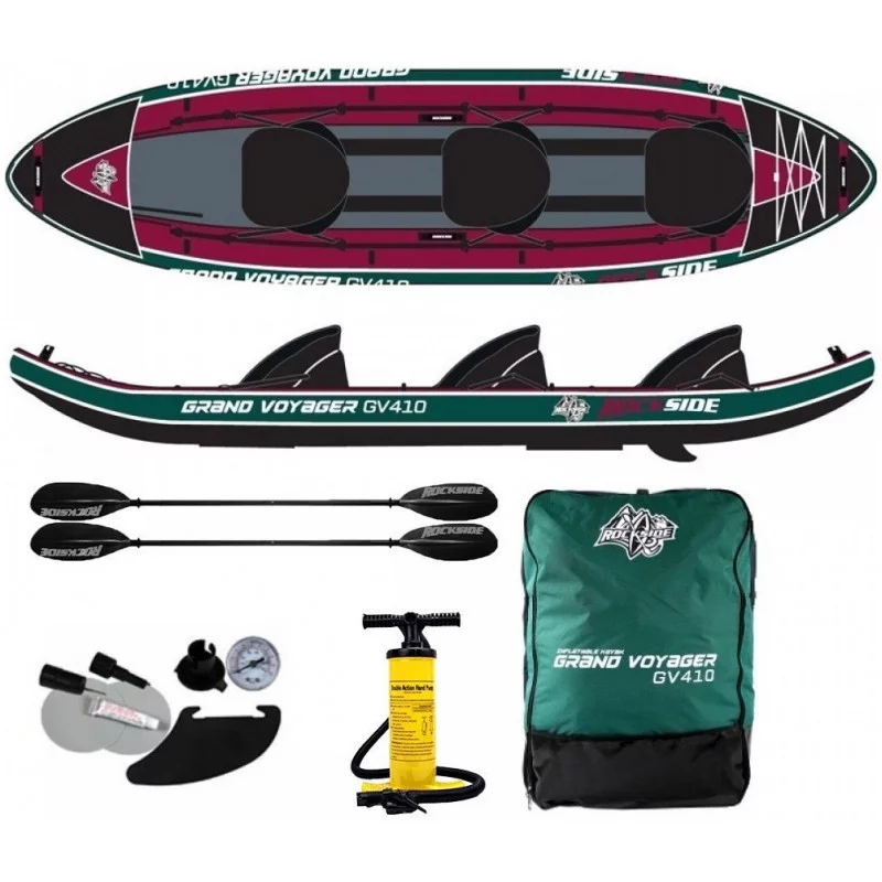 rockside grand voyager inflatable kayak 3 person