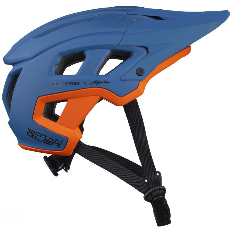 casque scrambler bleu/orange