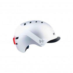 Casque vélo urbain Atlas avec éclairage arrière - Blanc - HELMETPLUS