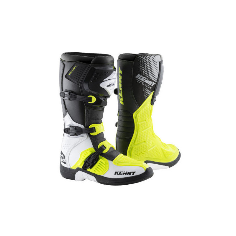 bottes track white neon yellow