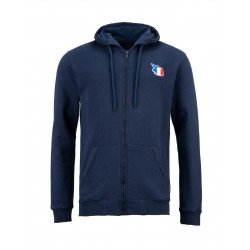 Sweat zippé à capuche Lapin Navy - PULL-IN