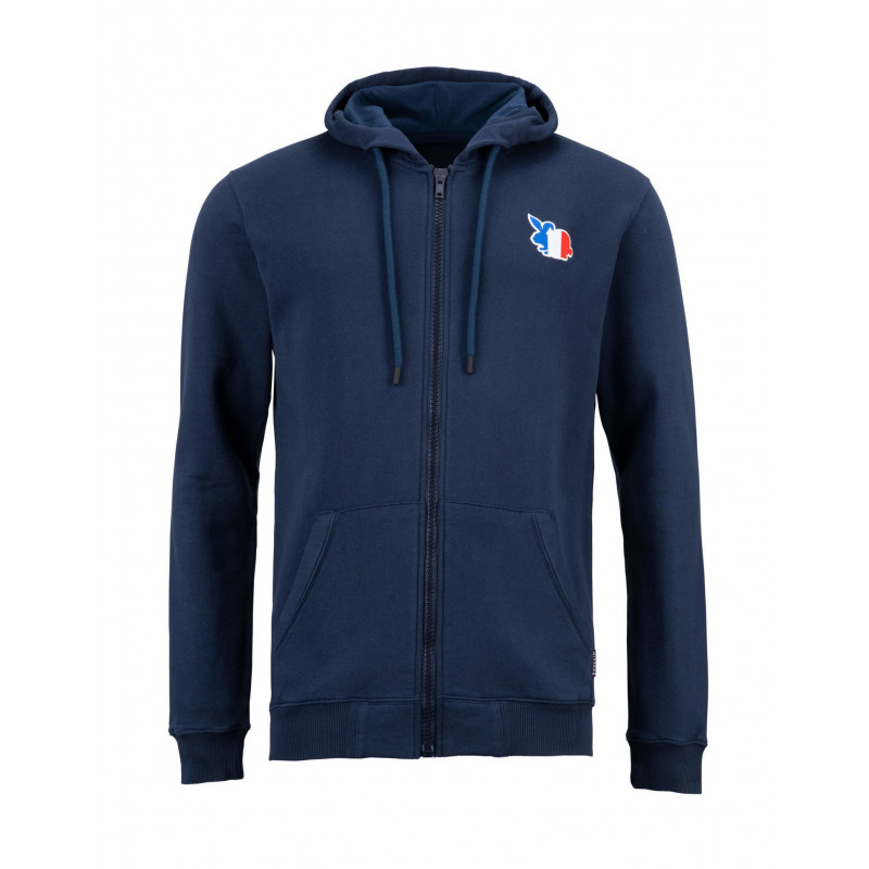 sweat zippé navy avec capuche