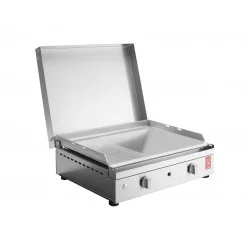 Plancha Inox Chef 55 Lisse et Rainurée + Couvercle - PLANET