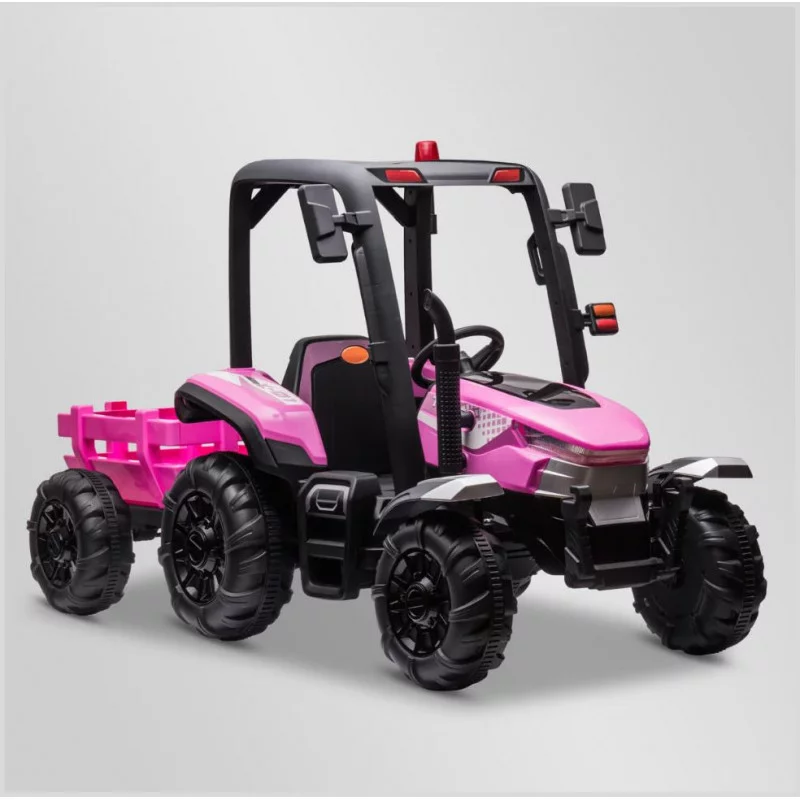 Tracteur electrique enfant agricole XL avec remorque Rose APOLLO Loisir Plein Air
