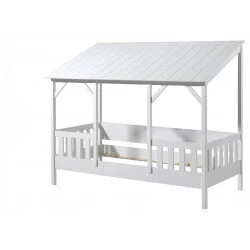 Lit cabane en pin HOUSEBED - toit Blanc