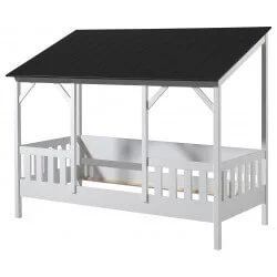 Lit cabane en pin HOUSEBED - toit Noir