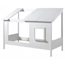 Cabane en pin HOUSEBED avec lucarne sur le toit - Blanc